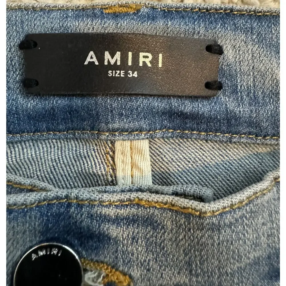 EUC Amiri Leopard Thrasher Denim - Picture 5 of 16